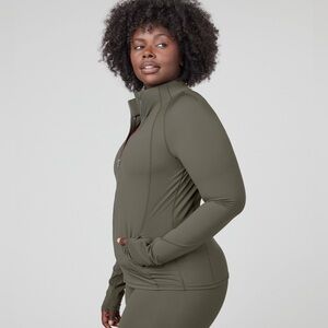 SPANX Contour Active Tops Dark Palm Full-Zip Lightweight Jacket Size Large